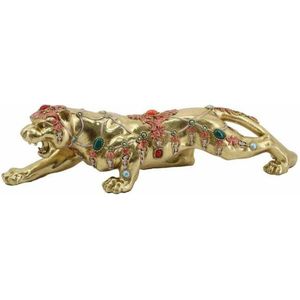 Decoratieve figuren DKD Home Decor 39 x 11 x 10 cm Gouden Koloniaal Panter