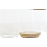 Set van 3 Potjes Home ESPRIT Transparant Siliconen Bamboe Borosilicaatglas 10 x 10 x 22,3 cm