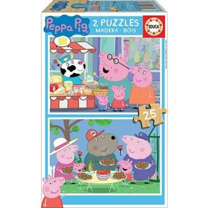 Set van 2 Puzzels  Peppa Pig Cosy corner  25 Onderdelen 26 x 18 cm