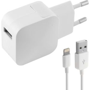 Wandlader + MFI Lightning Kabel KSIX 2.4A USB iPhone Wit