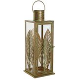 Lykta DKD Home Decor Gouden Metaal 16,5 x 16,5 x 50 cm Blad van een plant