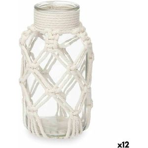 Vaas Wit Stof Glas 9 x 17 x 9 cm (12 Stuks) Macramé