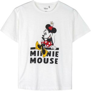 Dames-T-Shirt met Korte Mouwen Minnie Mouse Wit Maat S