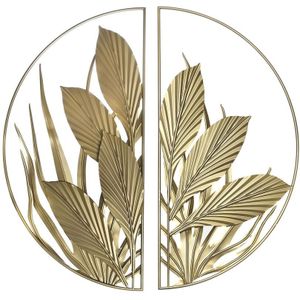 Wanddecoratie DKD Home Decor Gouden Tropisch Blad van een plant 80 x 2 x 80 cm