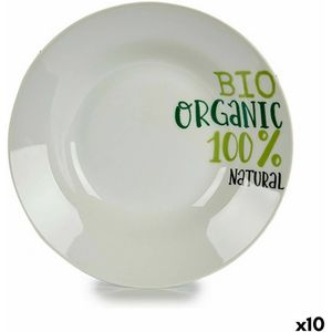 Diep bord Organic Wit Groen Ø 20,6 cm Porselein (10 Stuks)