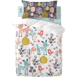 Dekbedovertrek set HappyFriday Moshi Moshi Woodland Multicolour Wieg voor baby's 2 Onderdelen