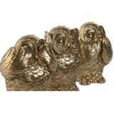 Decoratieve figuren Home ESPRIT Gouden Uil 11 x 11 x 15 cm (3 Stuks)