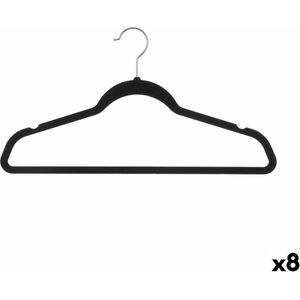 Set van 8x stuks velvet kledinghangers zwart 45 x 23 cm - Kledingkast hangers/kleerhangers