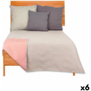 Omkeerbare sprei 240 x 260 cm Grijs Roze (6 Stuks)