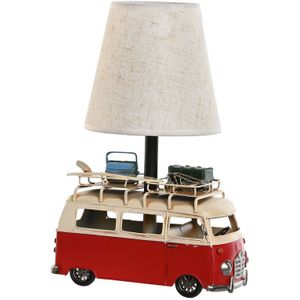 Bureaulamp Home ESPRIT Wit Rood Linnen Metaal 20 x 14 x 30 cm