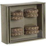 Servetring DKD Home Decor Natuurlijk Jute Mangohout 6 x 3 x 6 cm 4 Onderdelen