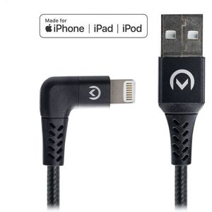 Mobilize Strong Nylon 90° Cable Apple MFi Lightning 1.5m. 12W Black