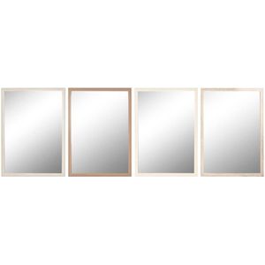 Wandspiegel Home ESPRIT Wit Bruin Beige Grijs Crème Kristal polyestyreen 66 x 2 x 92 cm (4 Stuks)