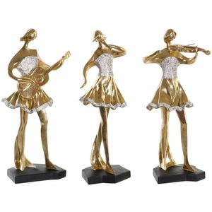 Decoratieve figuren DKD Home Decor Muziek 20 x 12 x 41,5 cm Ballerina Gouden Romantiek (3 Stuks)