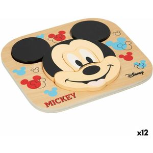 Houten Kinderpuzzel Disney Mickey Mouse + 12 Maanden 6 Onderdelen (12 Stuks)