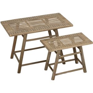 Bijzettafel Natuurlijk Bamboe 60 x 32 x 41 cm 42 x 21,5 x 32 cm 2 Onderdelen (2 Stuks)