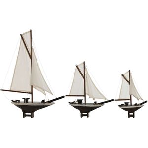 Decoratieve figuren Home ESPRIT Wit Bruin Mediterrane 55 x 8 x 70 cm (3 Onderdelen)