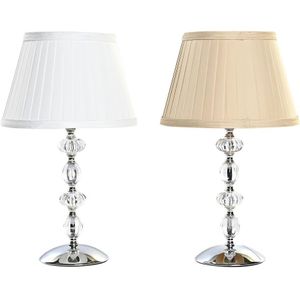 Bureaulamp Home ESPRIT Wit Beige Metaal Kristal 25 x 25 x 42 cm (2 Stuks)