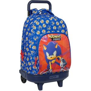 Schoolrugzak met Wielen Sonic Prime Blauw 33 x 45 x 22 cm