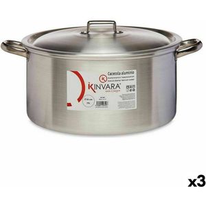Kookpot met Deksel Zilverkleurig Aluminium 15 L (3 Stuks)