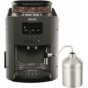 KRUPS Koffiezetapparaat met bonenmaler, Melkopschuimer, 2 espressokoppen tegelijk, Automatische reiniging, Essential grijs YY5149FD