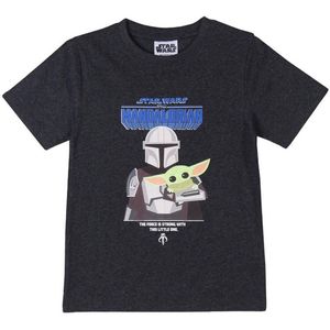 T-Shirt met Korte Mouwen voor kinderen The Mandalorian Zwart Maat 4 Jaar