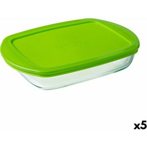 Rechthoekige lunchbox met deksel Pyrex Prep&store Px Groen 1,6 L 28 x 20 cm Glas (5 Stuks)