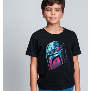 T-Shirt met Korte Mouwen voor kinderen The Mandalorian Zwart Maat 6 Jaar
