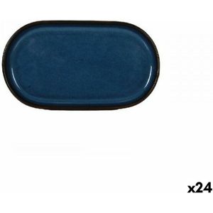 Snackdienblad La Mediterránea Chester Blauw Ovalen 13 x 8 x 4 cm (24 Stuks)