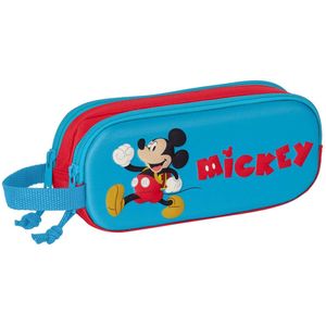 Pennenetui met 2 vakken Mickey Mouse Clubhouse 3D Rood Blauw 21 x 8 x 6 cm