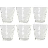 6x Stuks transparante waterglazen/drinkglazen cirkels relief 400 ml van glas - Keuken/servies basics