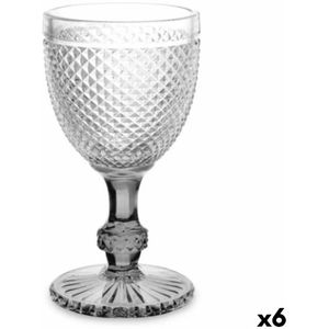 Wijnglas Diamant Transparant Antraciet Glas 330 ml (6 Stuks)