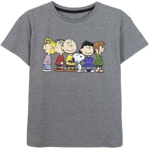 Dames-T-Shirt met Korte Mouwen Snoopy Grijs Donker grijs Maat S