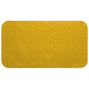 Anti-slip badkamer douche/bad mat geel 70 x 35 cm rechthoekig - Badkamermat met zuignappen