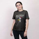 Dames-T-Shirt met Korte Mouwen Snoopy Zwart Maat XS