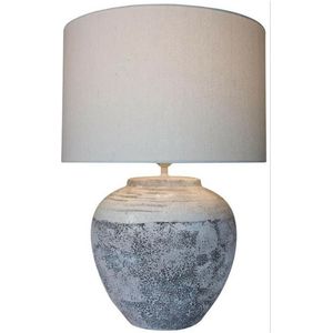 Bureaulamp DKD Home Decor Wit Grijs Keramisch Plastic Canvas 50 W 220 V 42 x 42 x 60 cm