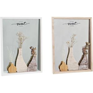 Wandspiegel DKD Home Decor Kristal Natuurlijk Wit 30 x 4 x 40 cm Hout MDF Cottage (2 Stuks)