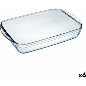 Serveerschaal Pyrex Classic 4,6 L 40,3 x 26,3 x 7,3 cm Transparant Glas (6 Stuks)