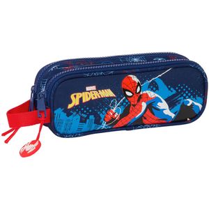 Pennenetui met 2 vakken Spider-Man Neon Marineblauw 21 x 8 x 6 cm