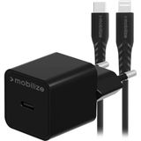 Mobilize Wall Charger USB-C 20W with PD + MFi Lightning Nylon Cable 1.2m Black