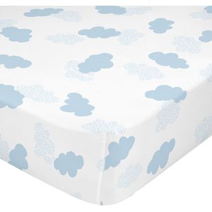 Onderlaken HappyFriday BASIC KIDS Blauw 60 x 120 x 14 cm Wolken