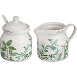 Melk- en Suikerpot GREENS Wit Groen Keramiek 250 ml 18,5 x 9 x 10 cm