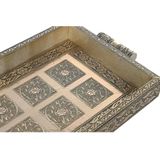 Dienblad DKD Home Decor Champagne Metaal Hout 36 x 22 x 4 cm Indiaas