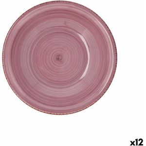 Diep bord Quid Vita Peoni Keramisch Roze Ø 21,5 cm (12 Stuks)
