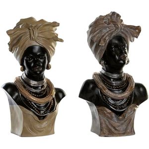 Decoratieve figuren DKD Home Decor Zwart Beige Koloniaal Afrikaanse 22 x 15 x 37 cm (2 Stuks)