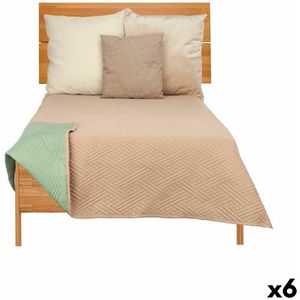 Omkeerbare sprei 240 x 260 cm Groen Beige (6 Stuks)