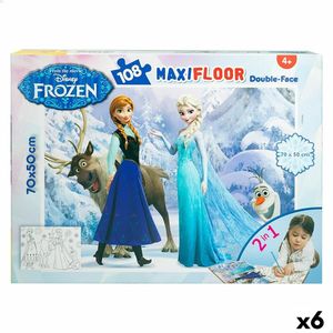 Kinderpuzzel Frozen Dubbelzijdig 108 Onderdelen 70 x 1,5 x 50 cm (6 Stuks)