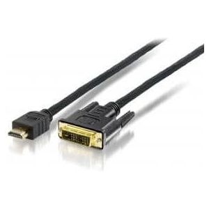 Equip 119329 High quality HDMI to DVI-D Single-Link Adapter Cable, M/M, 10m, Gold-plated, Black