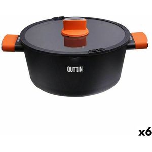 Kookpot met Glazen Deksel Quttin Gastro Zwart Oranje 34,5 x 25,5 x 12 cm (6 Stuks)