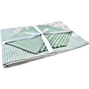 Tafellinnenset DKD Home Decor Blommor 150 x 250 x 0,5 cm Groen